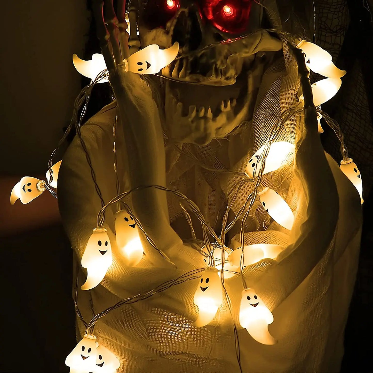 Solar Ghost Light Halloween Christmas Decoration Ghost String Led Lamp Sun Outdoor 100 LED for Waterproof Garland Party Decor