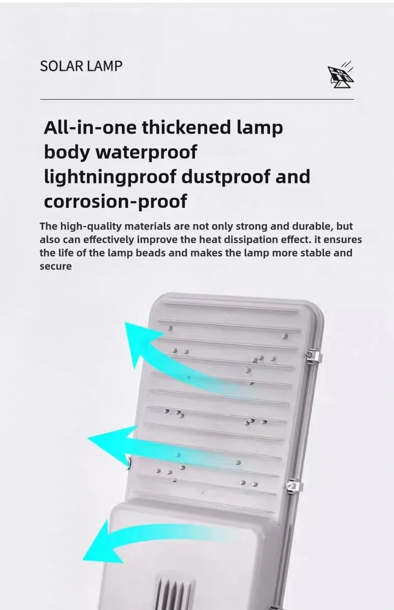 1000W Powerful Solar Light Outdoor Solar Street Light 20000mah Waterproof Automatic Dusk to Dawn Street Light For Garage Garden