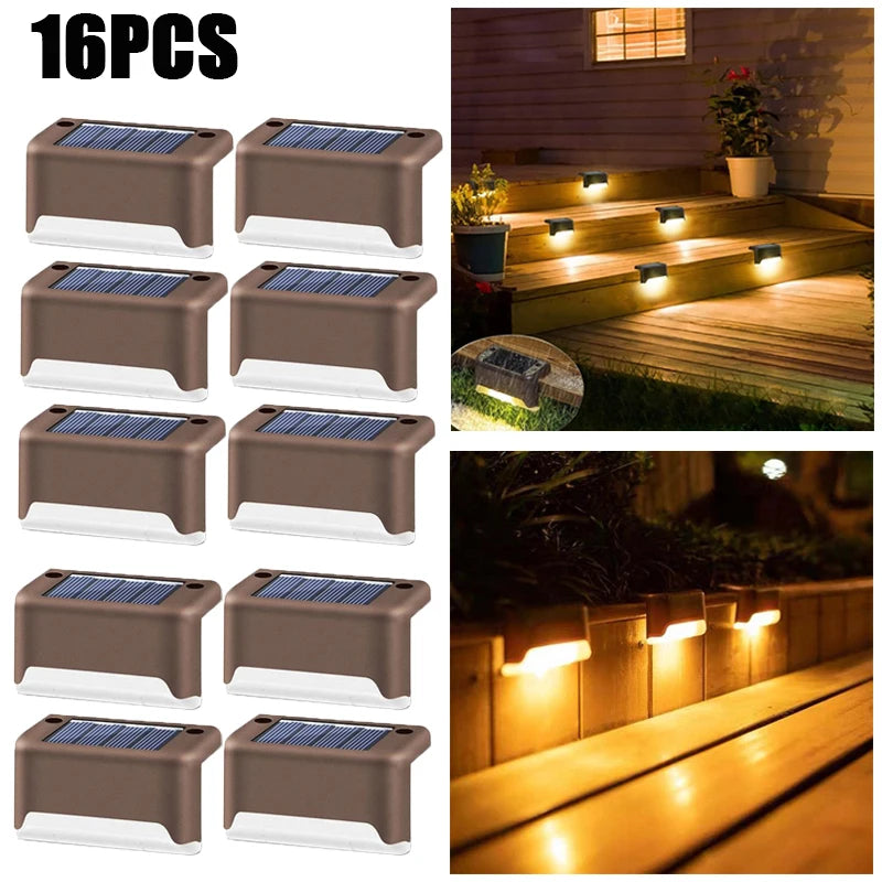 LED Solar Step Lamp Path Stair Outdoor Garden Lights Waterproof Balcony Light Decoration for Patio Stair Fence Light