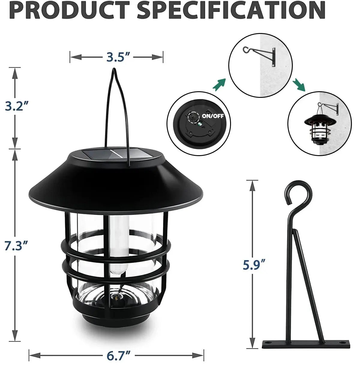 1pcs Solar Hanging Lantern Outdoor Flickering Flames Waterproof Heavy Glass Stainless Solar Outdoor Light for Wall Fence Patio P