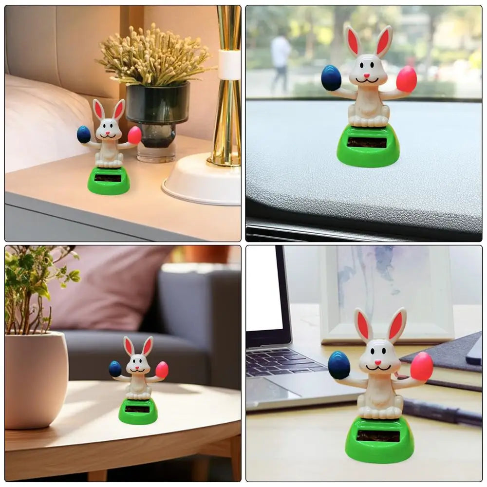 Solar Dancing toy Car Decoration Solar Energy Decoration Shaking Head Doll Cartoon rabbit Shape Decoration Home Ornaments