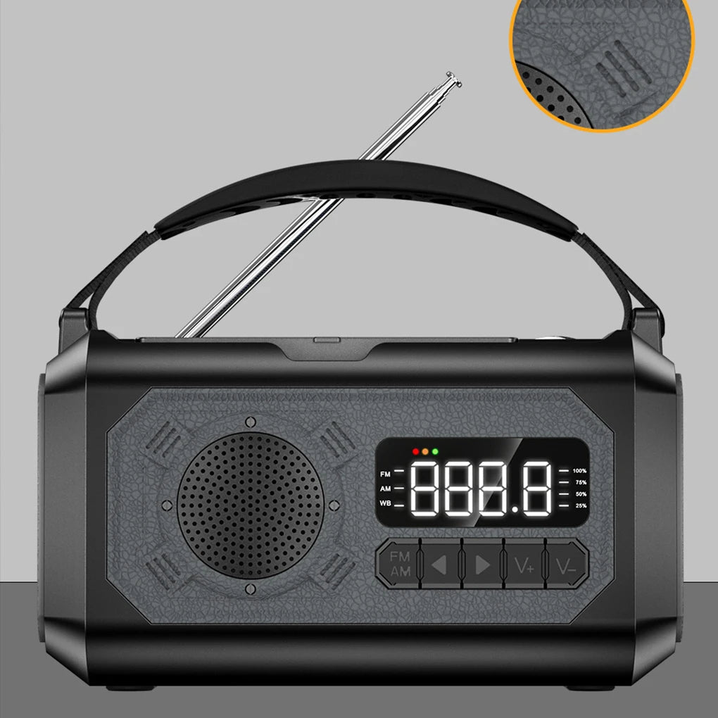 12000mAh Weather Radio AM/FM/NOAA Multifunction Radio Hand Crank Solar Portable Emergency Radio Reading Lamp for Outdoor Camping