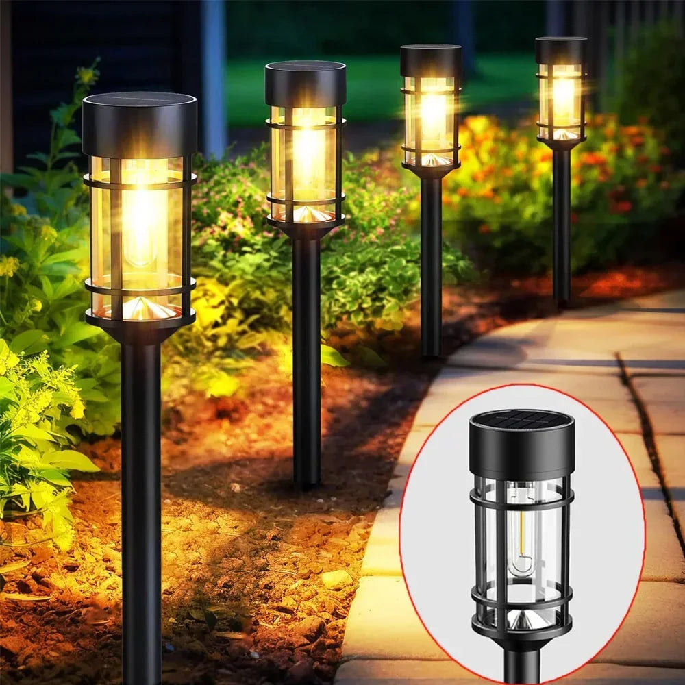1pcs Solar Pathway Lights LED Solar Light Outdoor Waterproof Glass Solar Garden Light Landscape Lighting for Yard Lawn Walkway