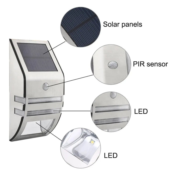 Solar Wall Lights Waterproof Motion Sensor Auto On/Off LED Wireless Outdoor Security Light Wall Lamp for Garden Garage Walkway