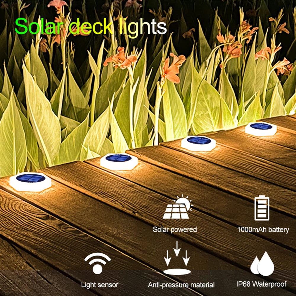 Solar Deck Lights Auto On/Off Dock Post Lights Driveway Fence Stairs Yard Patio Pathway Porch - Solar Powered Step Lights Blue