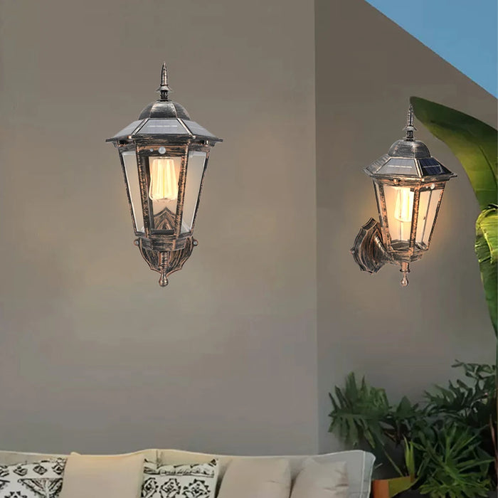 E2 Solar Flame Hanging Lantern Lights Outdoor IP65 3 Modes Solar Powered Lamp Wall Mounted Lights Fence Patio Porch Garden Decor