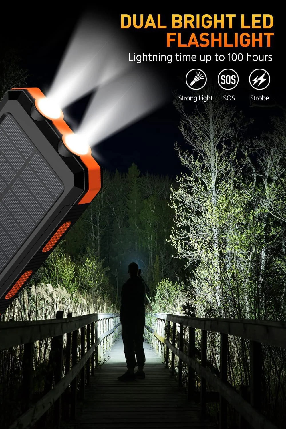 Xiaomi Solar Power Bank 50000mAh Portable Charging Poverbank External Battery Charger Strong Light LDE Light for iphone Huawei