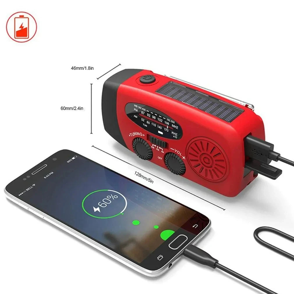 AM/FM/NOAA Emergency Weather Radio Hand Crank Solar Weather Radio Portable Power Bank with Solar Charging Battery