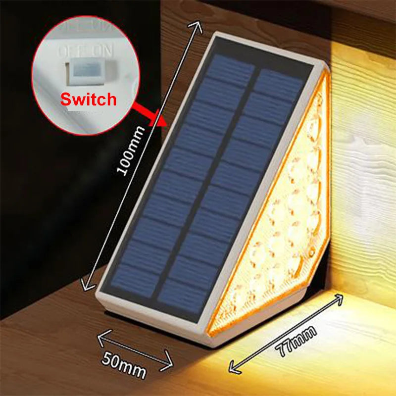 Outdoor Solar Step Lights Warm White IP67 Waterproof Auto on Decoration Deck Light for Stair Patio Yard Driveway Porch