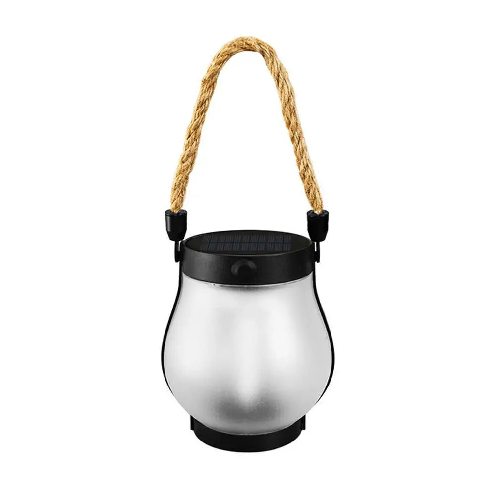 Solar Flame Lights Solar Powered Garden Lantern Flickering LED Light Decorative Yard Decor with Rope Rechargeable Camping Lamp