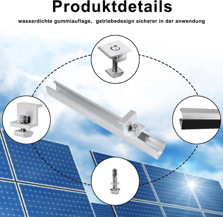 4Pcs/Set 25cm+30cm U Shaped Solar Module Bracket Mounting Rail Flat Roof End/Middle Clamp Solar Panel Accessories Module Bracket