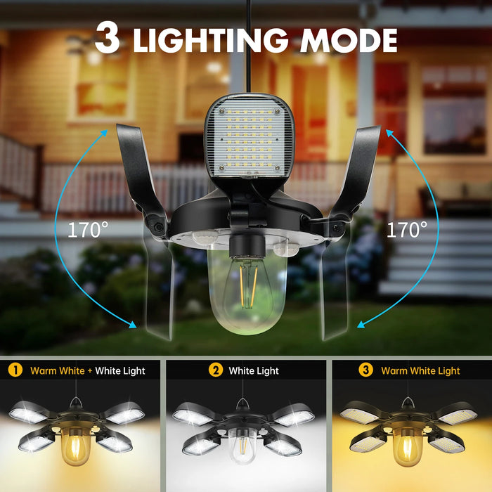 Solar Shed Lights for Indoor and Outdoor Solar Powered Barn Light 1000LM 192LED Outdoor Dual Motion Sensor Solar Pendant Light