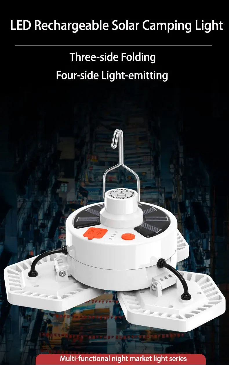 Solar Energy Camping Lamp 5 Modes SOS Waterproof USB Rechargeable LED Remote Control Foldable Lantern Portable Emergency Lamp