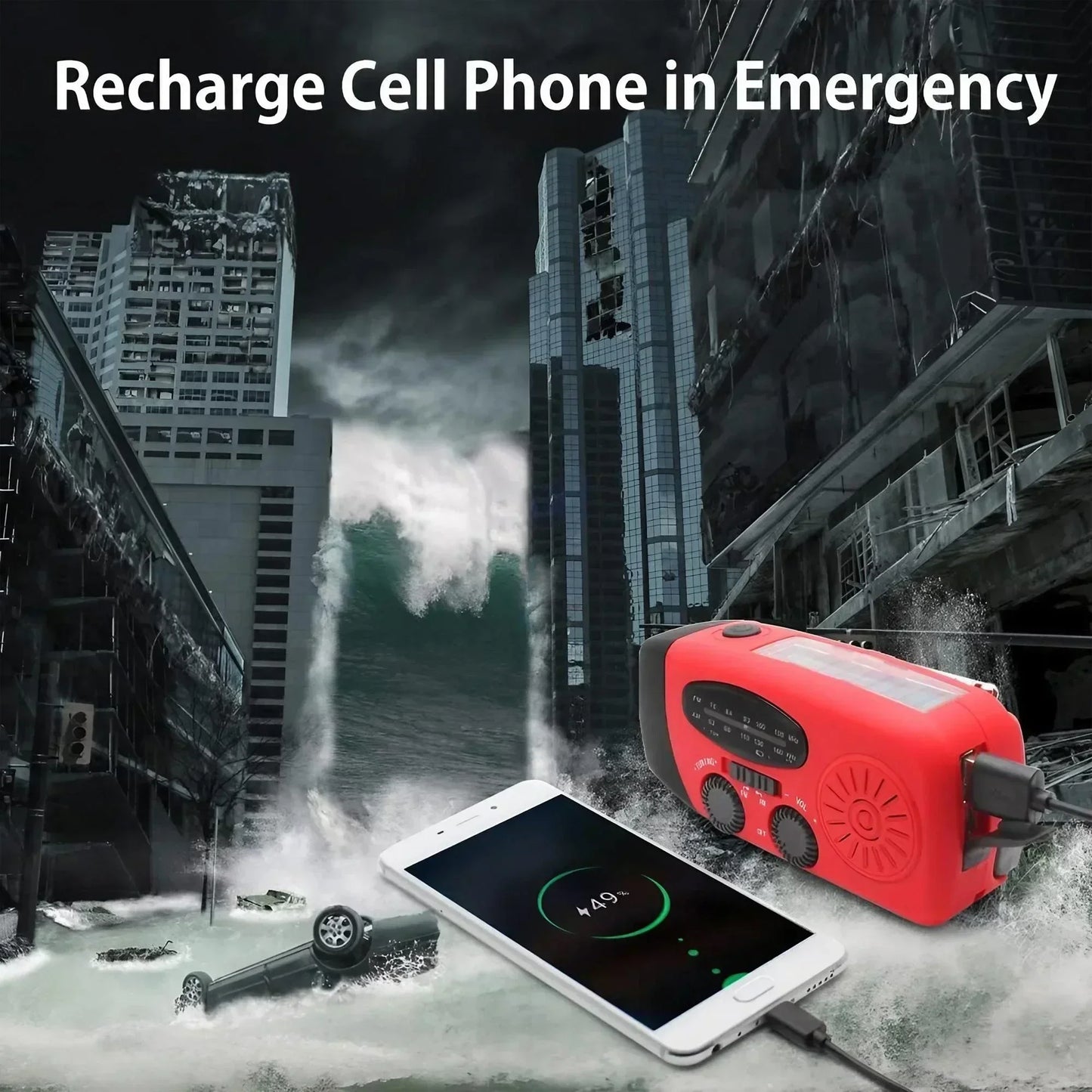 2000mA Outdoor Emergency Radio Portable Power Generation Radio Disaster Prevention Solar Hand Crank Radio AM/FM Radio