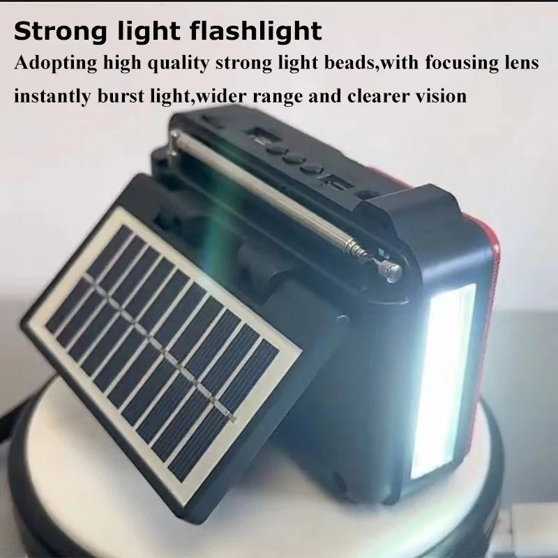 Portable Vintage FM AM SW Radio Solar Charging Emergency Radios Receiver Wireless Bluetooth Speaker Support Flashlight TF USB