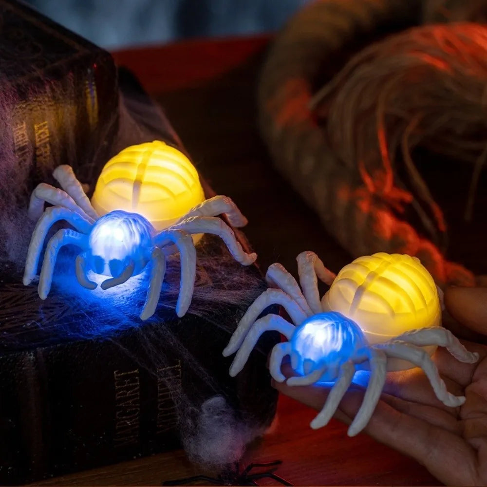 Waterproof Halloween Glowing Spiders Light Realistic Decorative Illuminated Spiders Light Scary LED Spiders Light Haunted House