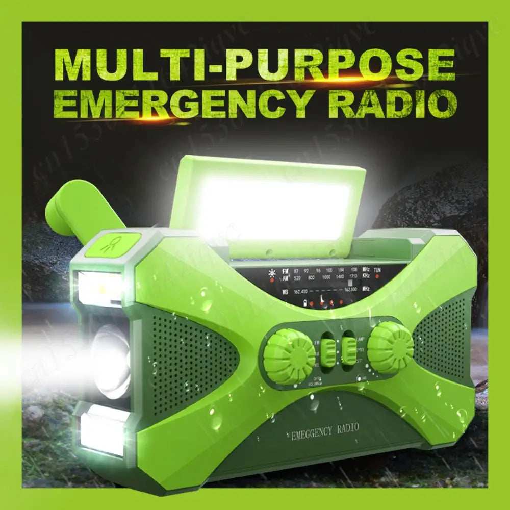 10000mAh Solar Hand Crank Radio Dual Speaker Stereo Emergency Radio Rechargeable FM AM WB NOAA Weather Radio Flashlight Torch