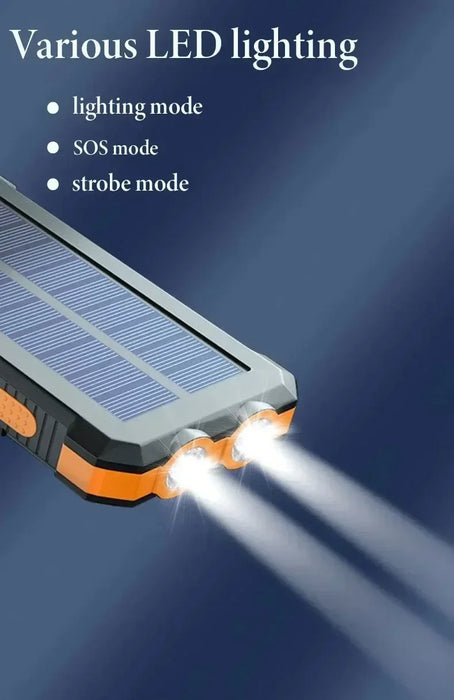 200000mAh Solar Power Bank Portable Charger with Compass LED Light Carabiner Outdoor Camping External Battery Pack For xiaomi