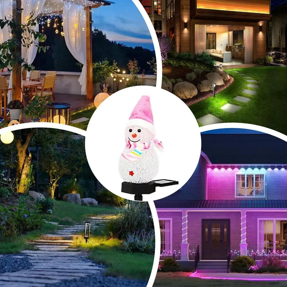 Snowman Stake Lights Solar Powered Snowman Lights Waterproof Solar Christmas Decorations Outdoor Solar Energy For Christmas