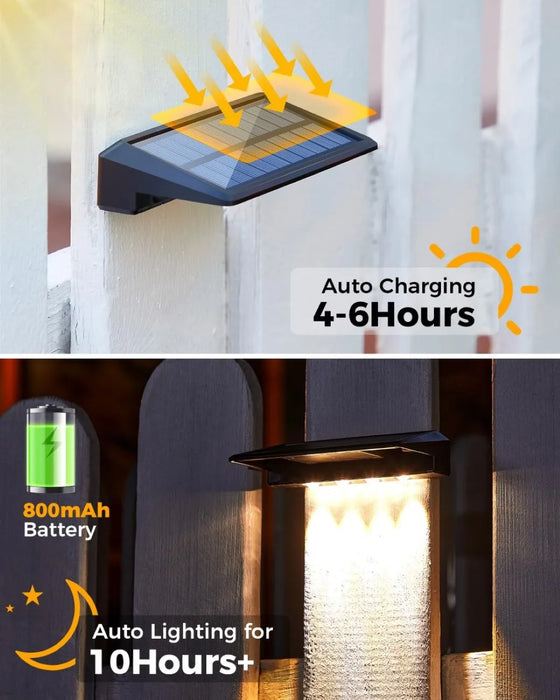 2 Pack Solar Wall Lights 4 LED Solar Fence Lights Outdoor Waterproof Solar Deck Lights Wall Lights for Fence Post Yard Pathway