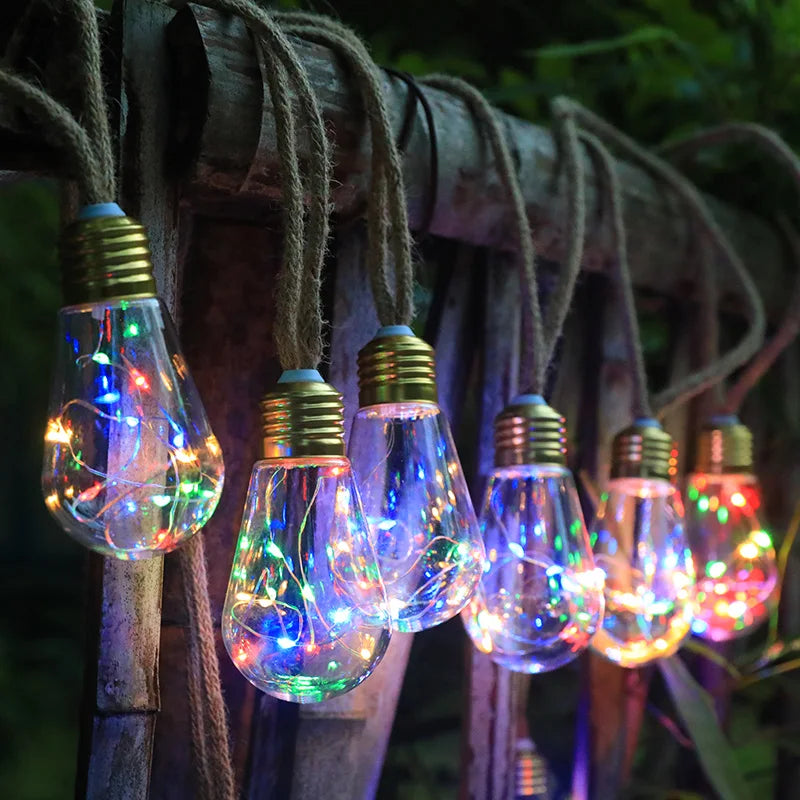 Solar Ball Lights 8M USB Charging 10 LEDs/Bulb 8 Modes Remote Control Waterproof Outdoor Decoration Warm White+RGB