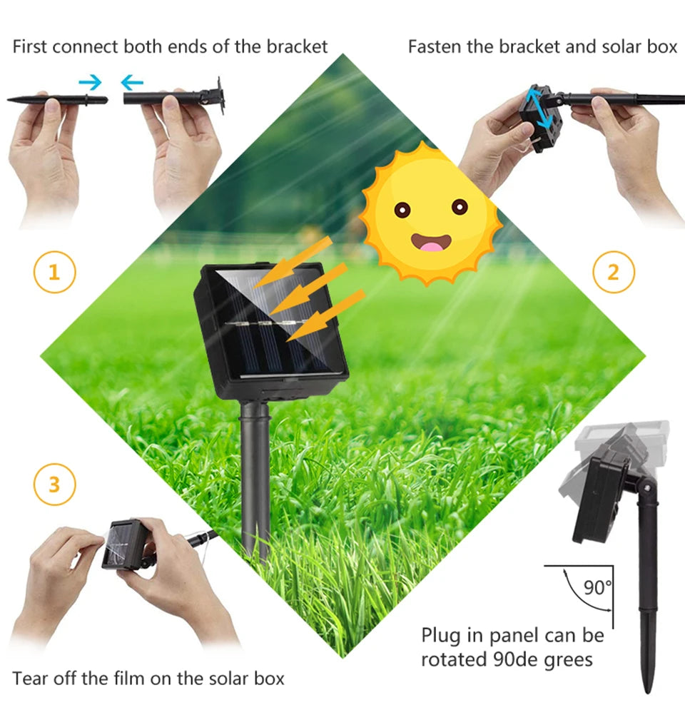 32M Solar String Fairy Lights Christmas Lights Outdoor Waterproof Garland Solar Power Lamp Christmas For Garden Decoration