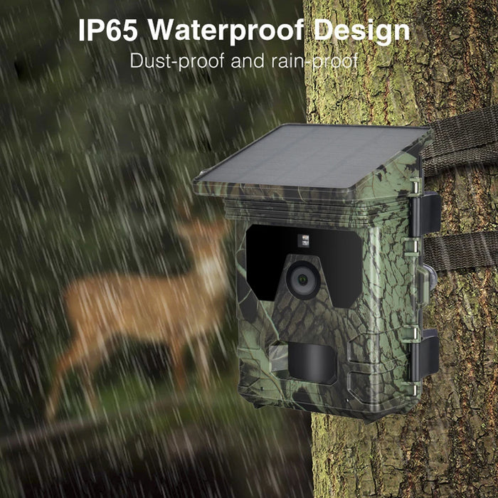 Solar Trail Camera 24MP 1080P Solar Power Hunting Camera Infrared Night Vision Wildlife Observation Camera Video Photo Recorder