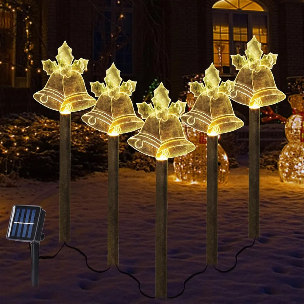 Solar Christmas Pathway Lights 5 Pack Solar Christmas Decor Star LED Lights Outdoor Waterproof Stake Lights Garden Walkway 731