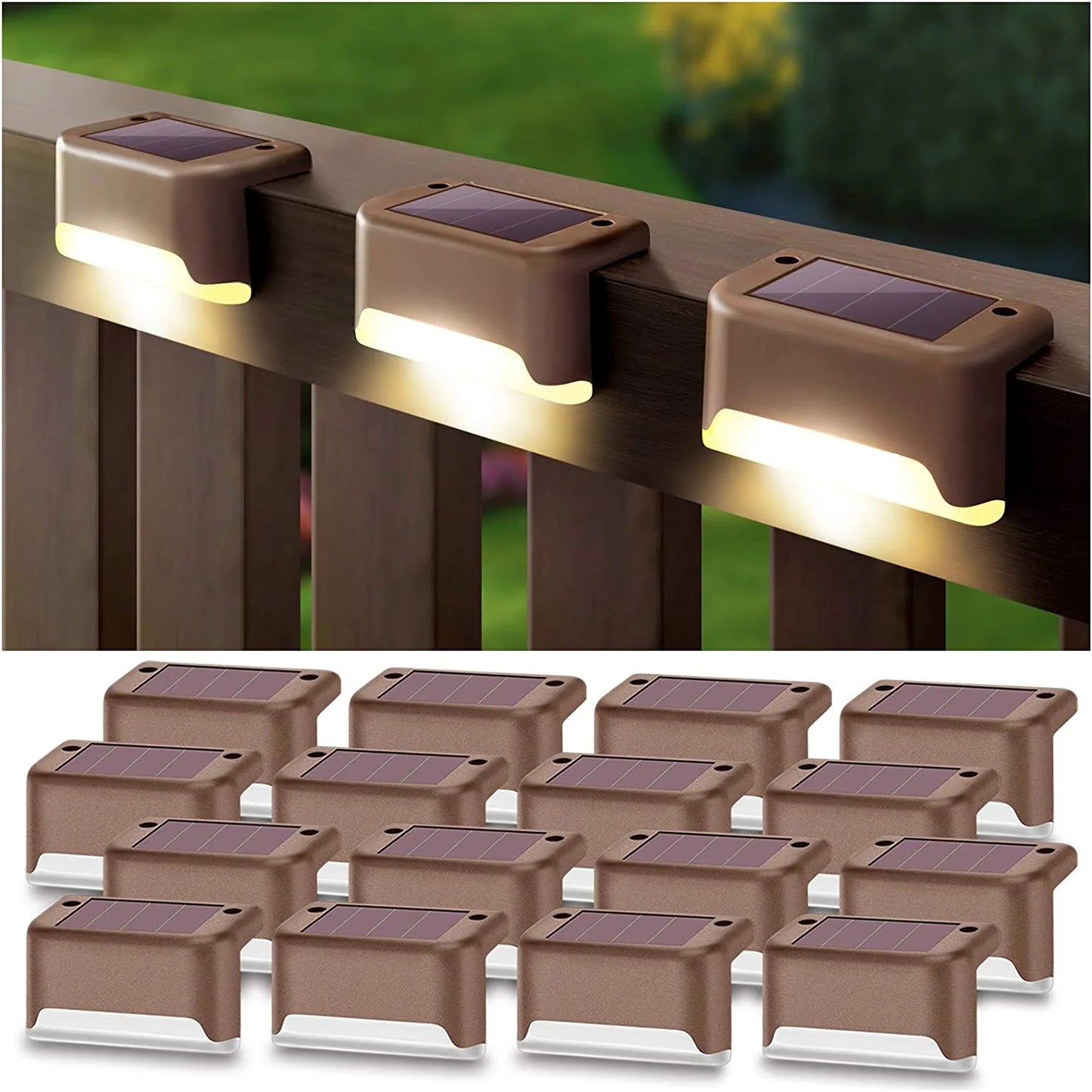 8x LED Solar Deck Lights Outdoor Solar Path Garden Light Waterproof Solar Step Lamps Decoration for Patio Stair Fence Courtyard