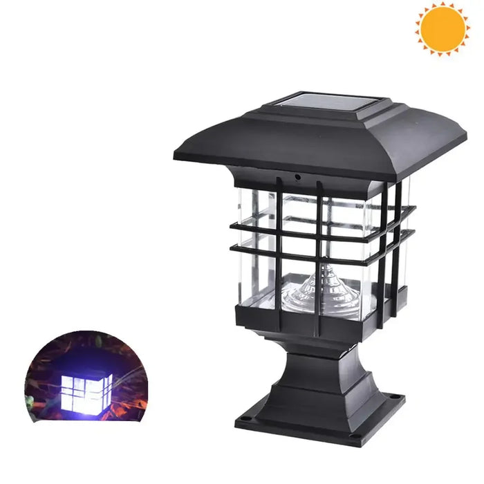 LED Solar Light Column Headlight Solar Powered Pillar Lamp Outdoor Waterproof Wall Light for Courtyard Garden Decor Light