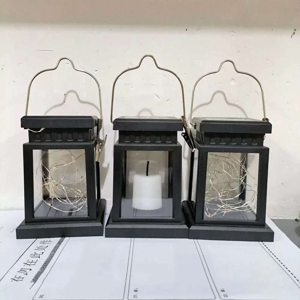 Waterproof Solar Hanging Lantern Hanging Luminous Simulated Candle Lanterns Atmosphere Night Lights Led Wind Lights Outdoor