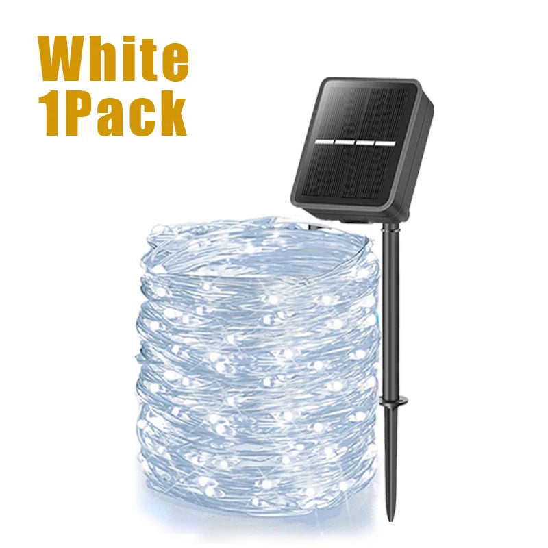 Outdoor LED Solar Fairy Lights Christmas Decoration Waterproof Solar Garland 8Mode Lights For Xmas Party Patio Balcony Yard
