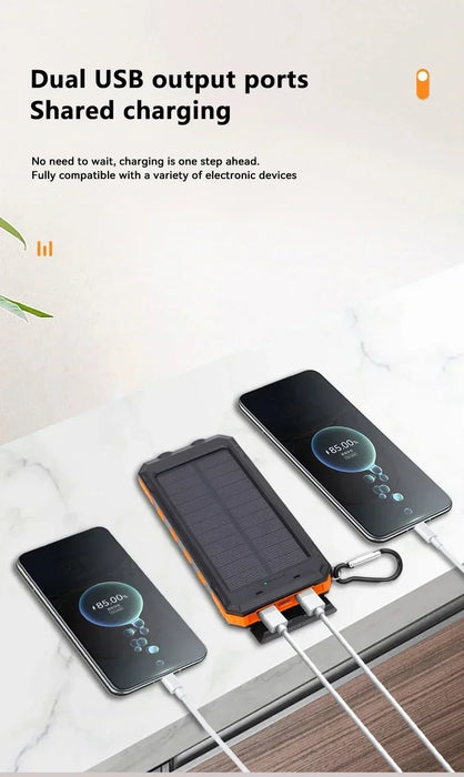 200000mAh Solar Power Bank Fast Charging Outdoor Large Capacity External Battery PowerBank Flashlight For iPhone Huawei Xiaomi