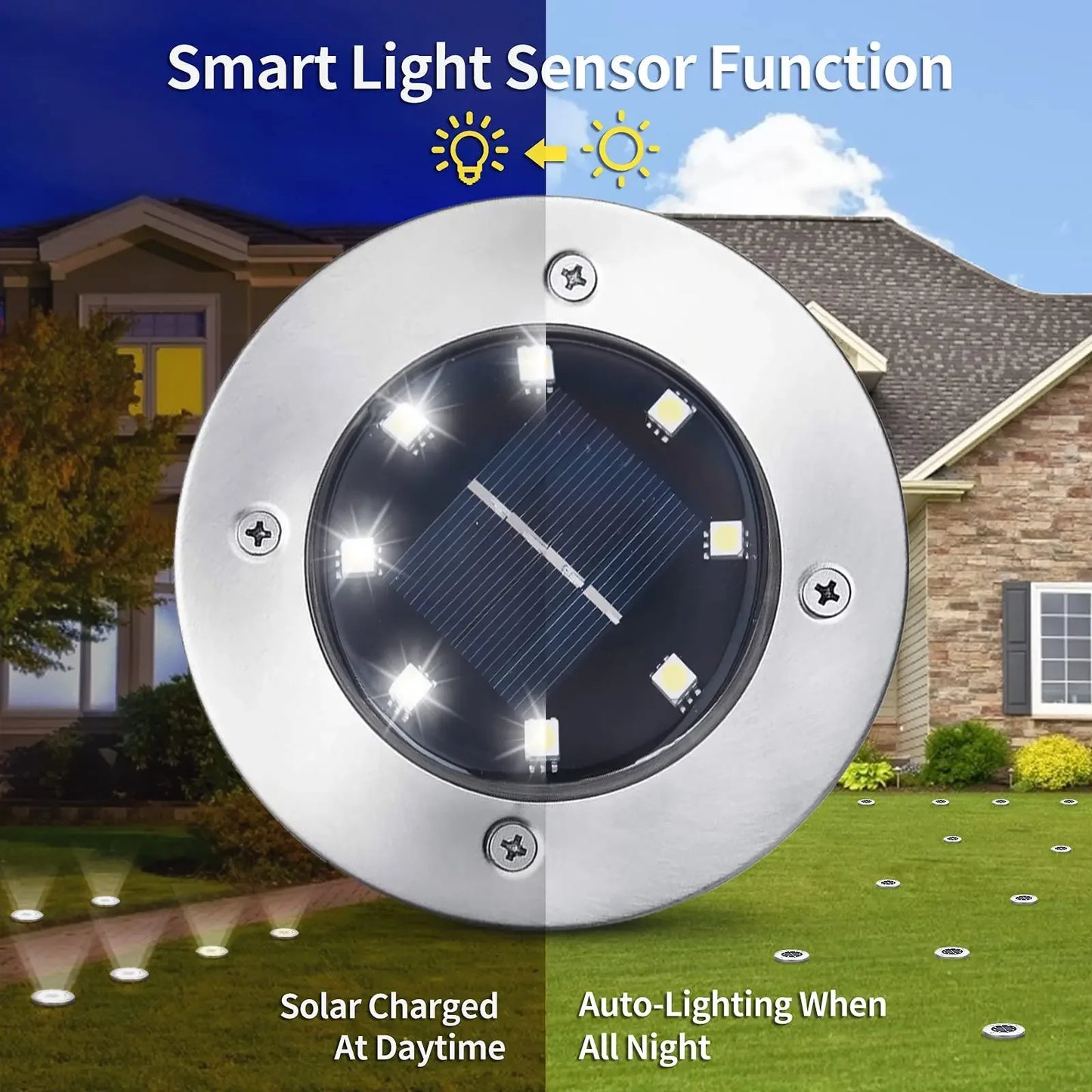 1/2pcs/4pcs/8pcs Outdoor Solar Lights Buried Garden Decor 8/20LED Lamp Sunlight Power Disk Light Underground Yard Lawn Spotlight