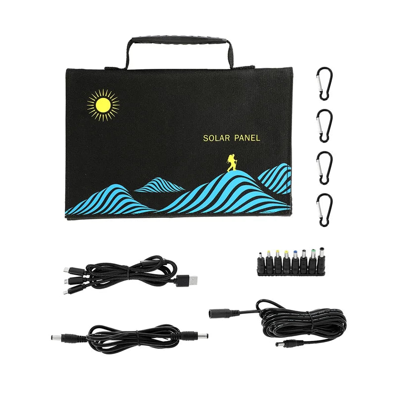 100W Foldable Solar Panel Portable Folding Bag USB+DC Output Solar Charger Outdoor Power Supply for Mobile Phone Power Generator