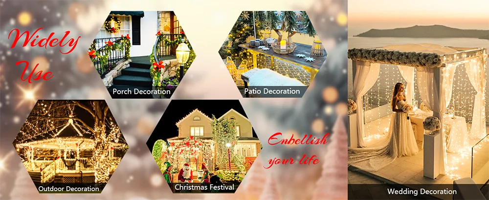 Solar Christmas String Lights Outdoor Solar Fairy Lights 8 Lighting Modes Twinkle Lights for Garden Party Wedding Xmas Decor