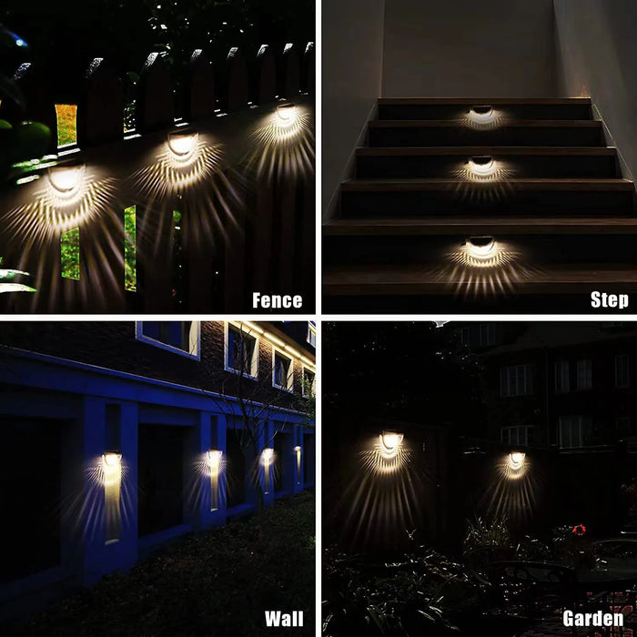 6PCS Solar Fence Lights Deck Lights Solar Wall Mount Outdoor Lamp White LED Lamp Lighting For Garden Home Patio Yard Camp Light