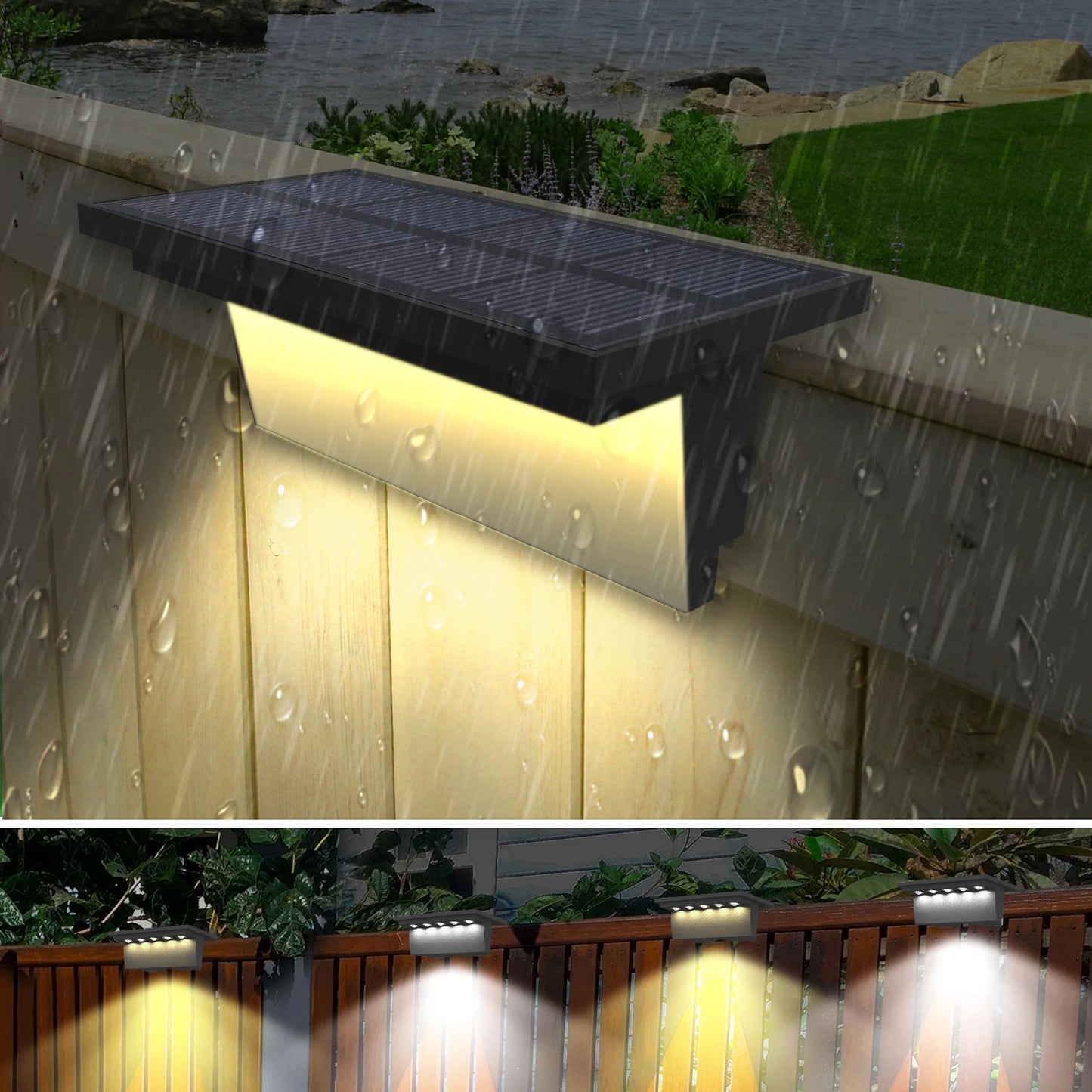 LED Solar Stair Light Path Outdoor Waterproof Wall Lamp Garden Terrace Guardrail Step Light Landscape Balcony Fence Solar Lights