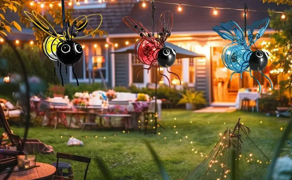 Solar Bees Lights Outdoor 2025 , Christmas, Yard, Patio, Porch (yellow-2pcs)