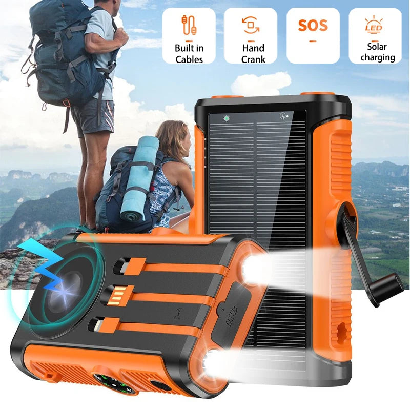 200000mAh Solar Power Bank 22.5W Magnetic Wireless Charging Camping Powerbank with Cables External Battery for IPhone Magsafe