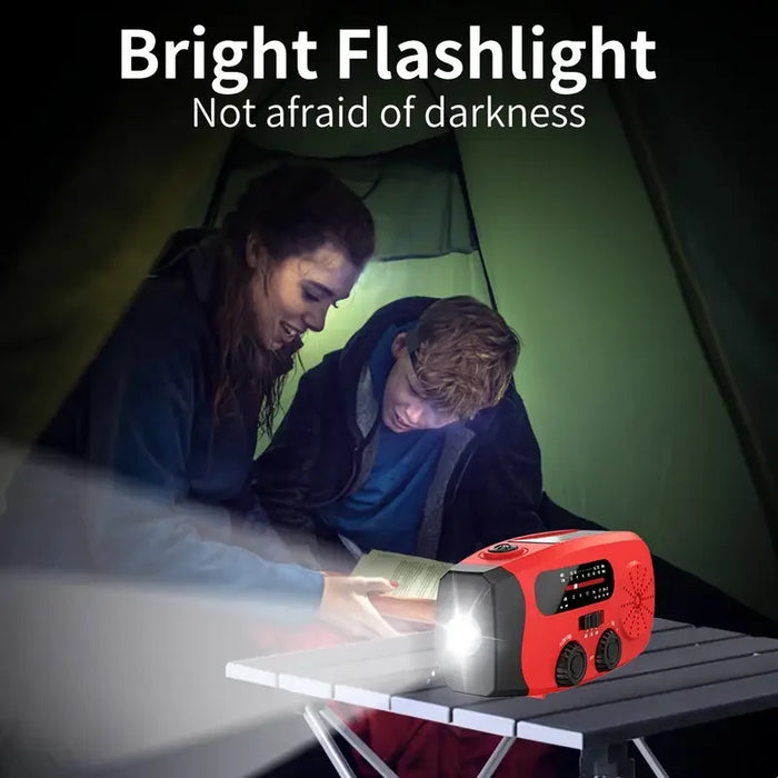 Emergency Radio Solar Powered Mobile Power Hand Crank AM/FM NOAA Portable Weather Radio USB Charging Solar with LED Flashlight
