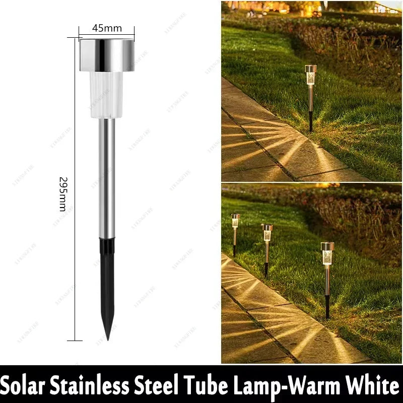 LED Solar Pathway Lawn Lights Outdoor IP65 Waterproof Lantern Decoration Lamps for Garden Walkway Path Driveway Patio Yard Lawn