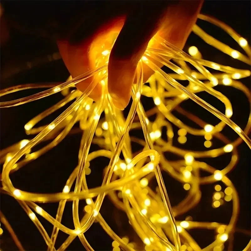 7m/12m/22m/32m Solar LED String Light Outdoor Waterproof Garden Decorations Lights Wedding Garland Solar Rope Fairy Lamp