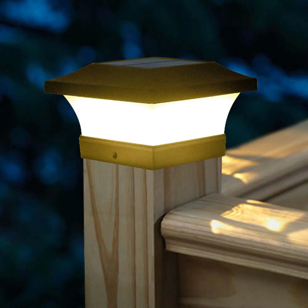 Solar Post Light Outdoor 3000K 6000K LED Fence Deck Cap Lamp for Landscape Garden IP65 Waterproof Gate Cottage Solar Column Lamp