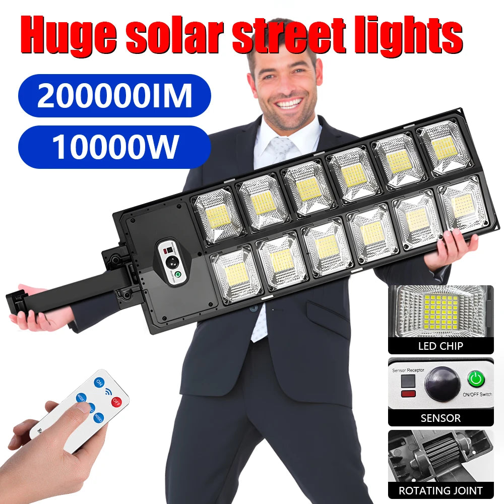8800W Powerful Solar Street Light Motion Sensor Solar LED Light Outdoor Waterproof Wall Light Garden Decoration Balcony Lighting