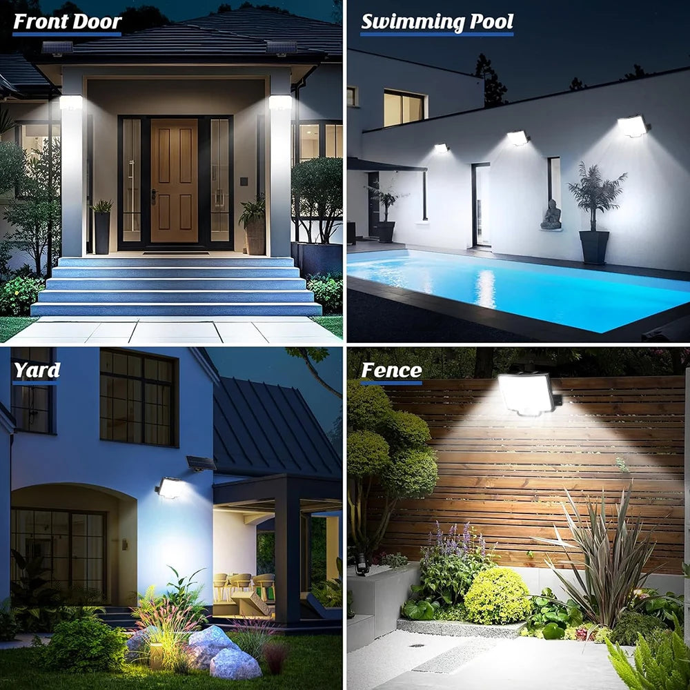 Solar Flood Lights Outdoor 122 LED Solar Motion Lights Remote Solar Security Lights Wall Lights Waterproof 3 Modes Garden