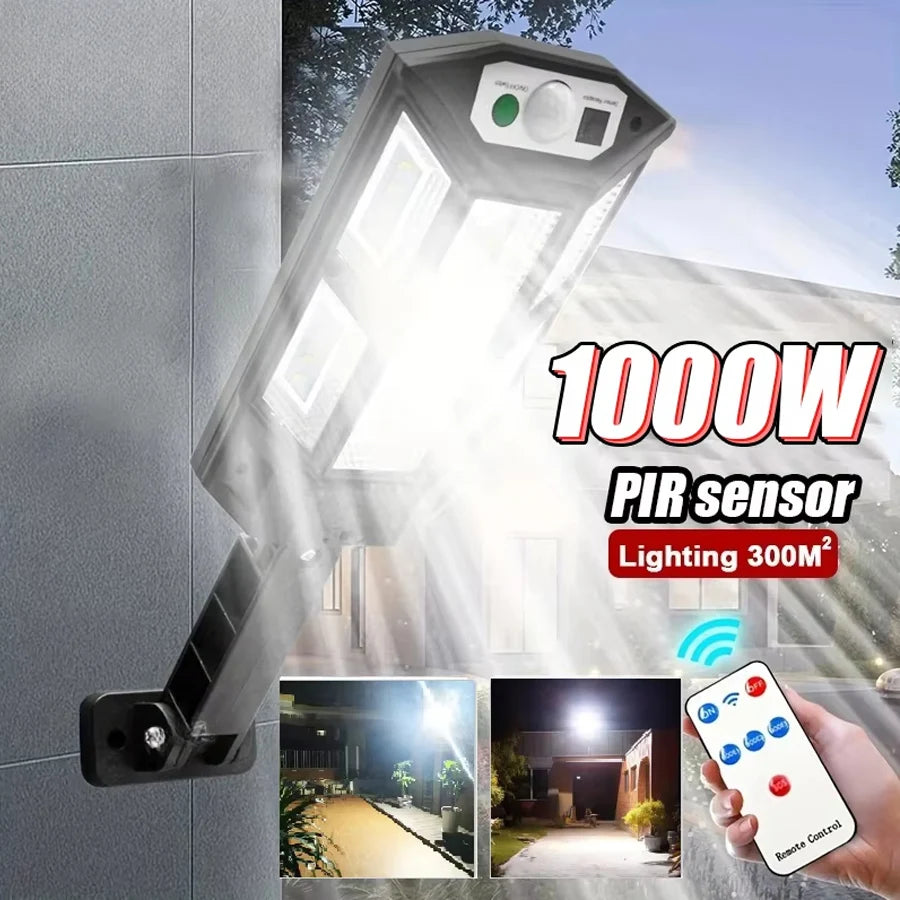 LED Solar Street Light Outdoor Waterproof Motion Sensor Remote Control Lights 3 Mode Courtyard Porch Decorative Wall Lamp