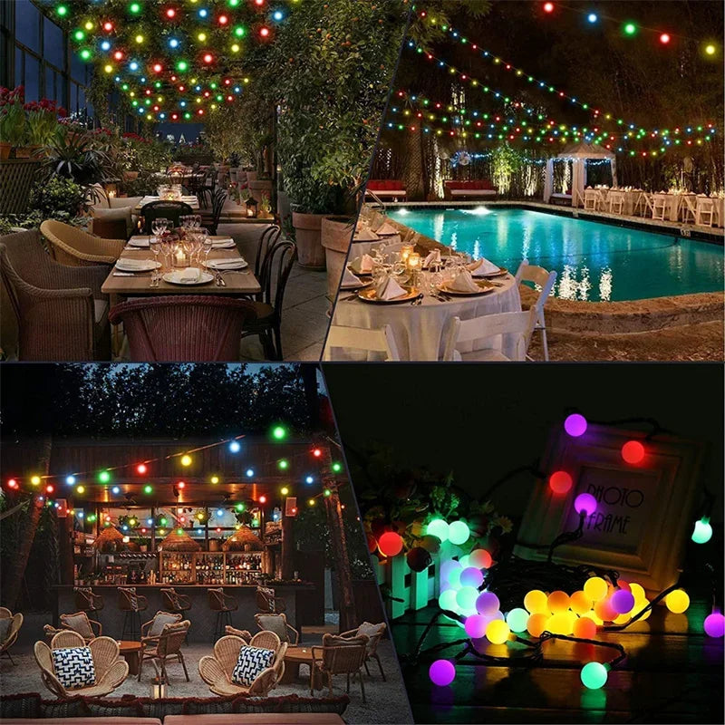 20/50/100LED Solar Outdoor String Lights Round Ball Solar Globe Lights for Garden Patio Holiday Party Christmas Decoration
