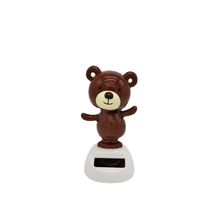 Solar Bear Dancing Toys Shaking Head Toy For Car For Automotive Interior Dolls For Windowsill Desk Holiday Fun Kid Toy Gift