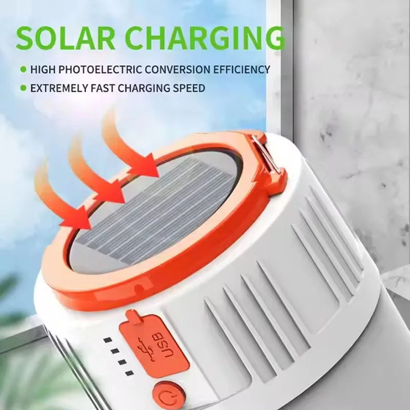 Solar Camping Light Portable Power Bank LED 6 Gears Rechargeable Remote Flashlight Outdoor BBQ Tents Hanging Emergency Lantern